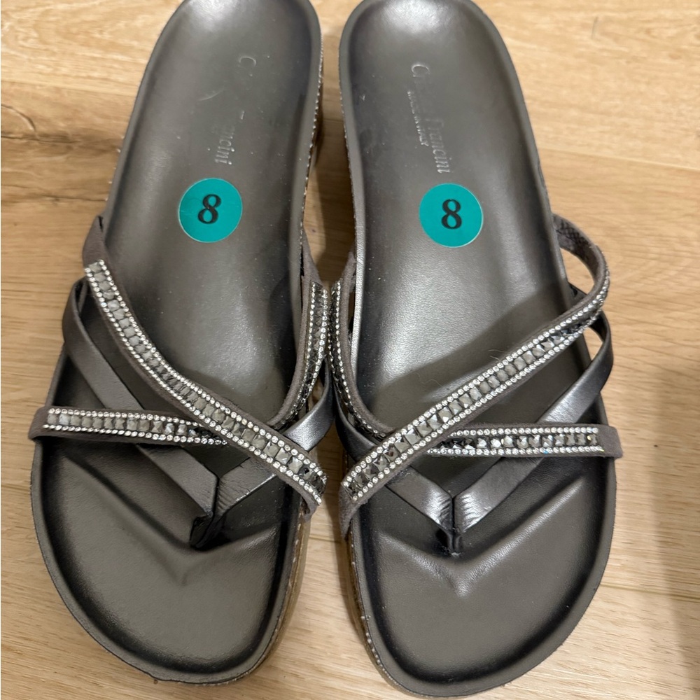 Chic Silver Sandals with Rhinestone Accents